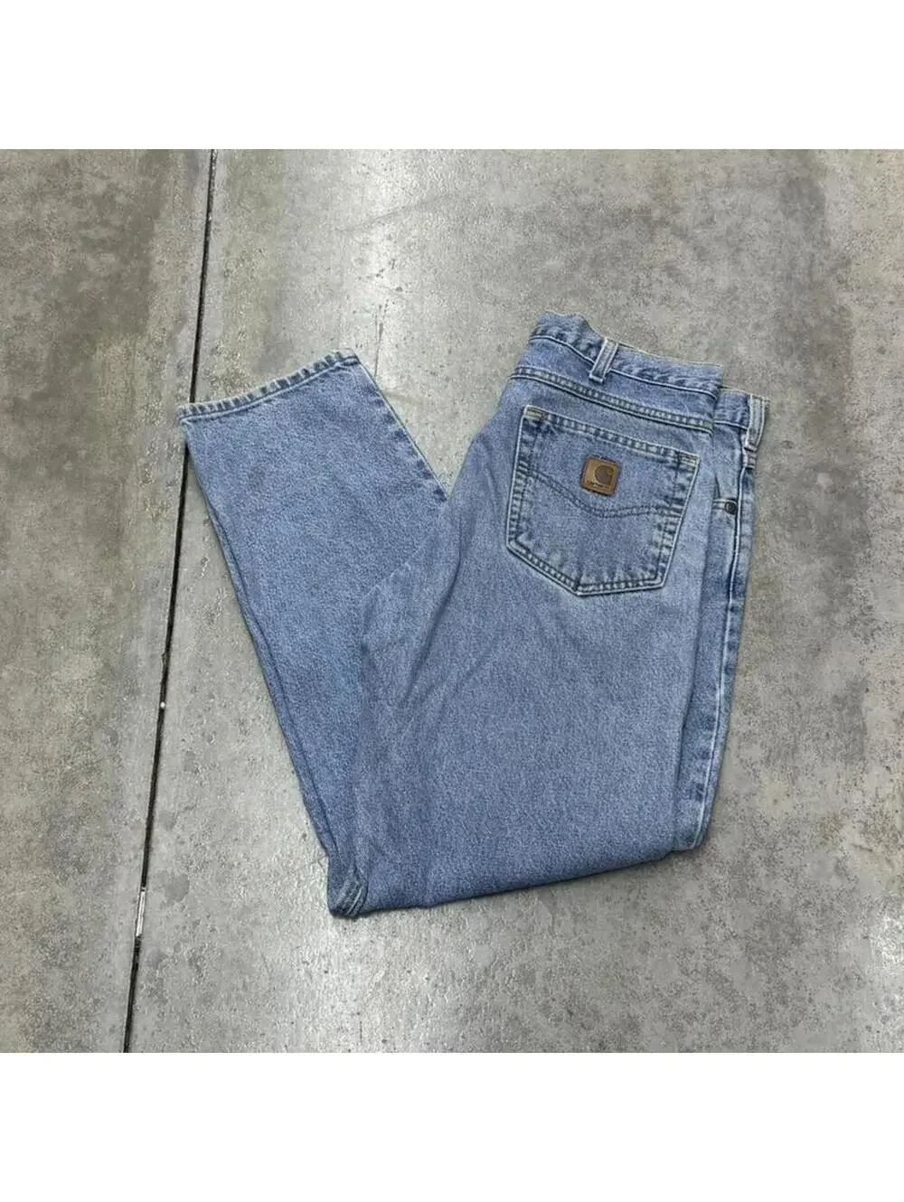 vintage carhartt faded blue relaxed baggy fit jeans size 34 x 30